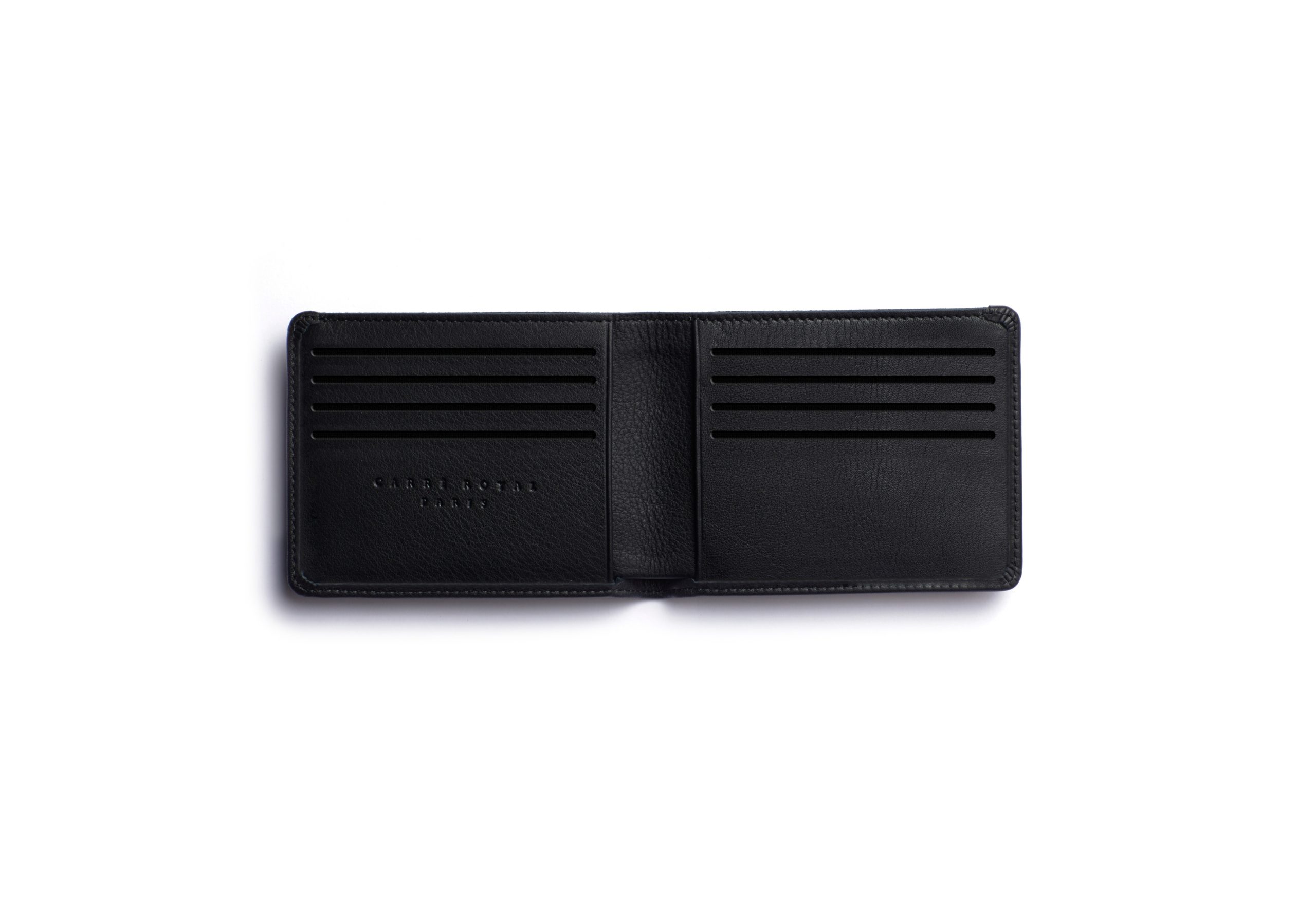 la902-noir-black-minimalist-wallet-open Black Minimalist Wallet by Carré Royal Open (LA902-Noir)