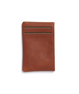 Vegetal Tanned Leather Beige Canvas Card Holder by Carré Royal Front (JA003 Beige)