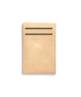 Vegetal Tanned Leather Light Blue Canvas Card Holder by Carré Royal Front (JA003 Bleu Ciel)