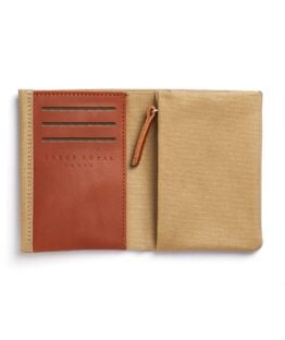 Beige canvas Wallet with Vegetal Tanned Leather trim by Carré Royal Open (JA104 Beige)