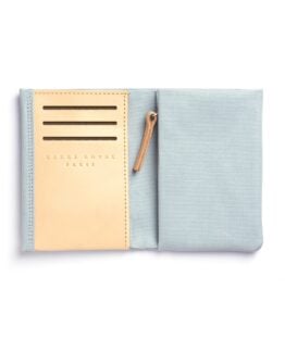 Light Blue canvas Wallet with Vegetal Tanned Leather trim by Carré Royal Open (JA104 Bleu Ciel)