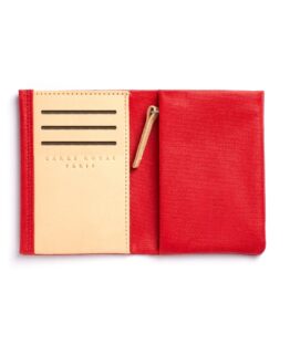 Red canvas wallet with Vegetal Tanned Leather trim by Carré Royal Open (JA104 Rouge)