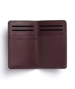 Porte-cartes bordeaux en cuir de taurillon par Carré Royal ouvert (LA024 Bordeaux)
