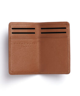 Gold Card Holder in Calfskin Leather by Carré Royal Open (LA024 Gold)