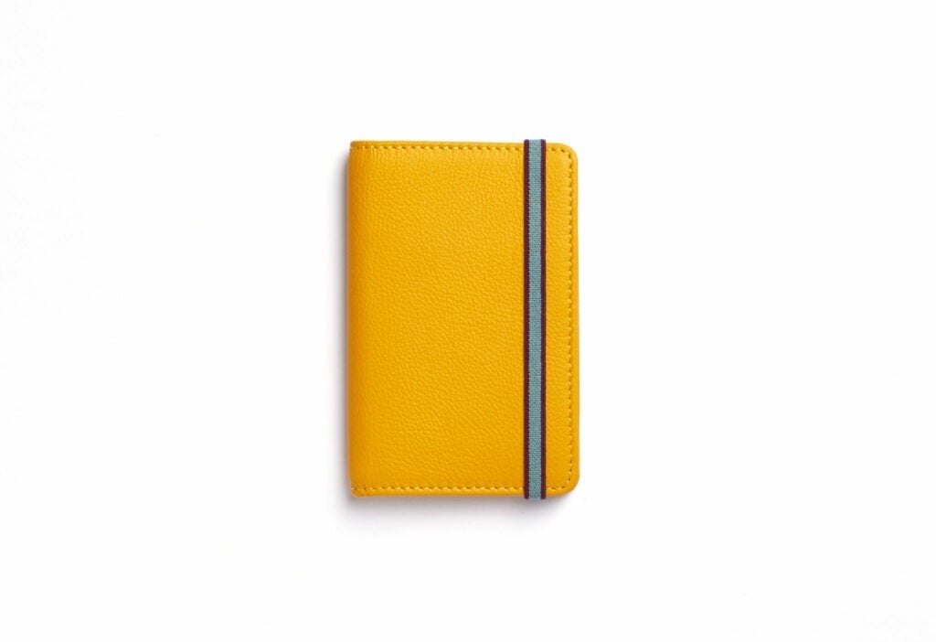 Yellow Card Holder in Calfskin Leather by Carré Royal Front (LA024 Jaune)