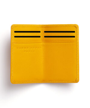 Yellow Card Holder in Calfskin Leather by Carré Royal Open (LA024 Jaune)