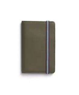 Porte-cartes kaki en cuir de taurillon par Carré Royal vue de face (LA024 Kaki)