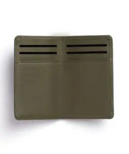 Porte-cartes kaki en cuir de taurillon par Carré Royal ouvert (LA024 Kaki)