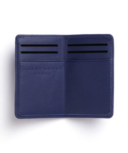 Porte-cartes marine en cuir de taurillon par Carré Royal ouvert (LA024 Marine)