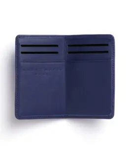 Porte-cartes marine en cuir de taurillon par Carré Royal ouvert (LA024 Marine)
