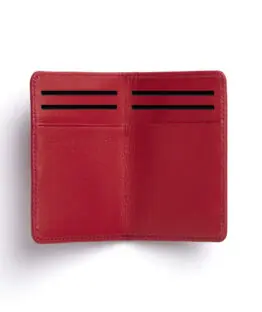 Porte-cartes rouge en cuir de taurillon par Carré Royal ouvert (LA024 Rouge)