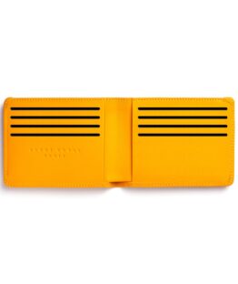 Portefeuille Minimaliste Jaune en Cuir de Carré Royal ouvert (LA902 Jaune)