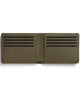 Portefeuille Minimaliste Kaki en Cuir de Carré Royal ouvert (LA902 Kaki)