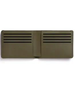 Portefeuille Minimaliste Kaki en Cuir de Carré Royal ouvert (LA902 Kaki)