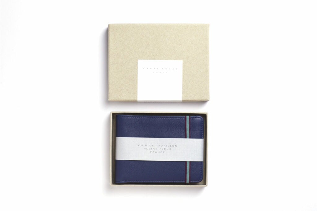 Portefeuille Minimaliste Marine en Cuir de Carré Royal dans sa boîte (LA902 Marine)