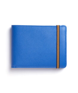 Portefeuille Minimaliste Bleu Ciel en Cuir de Taurillon avec Poche à monnaie par Carré Royal vue de face (LA901 Bleu Ciel)