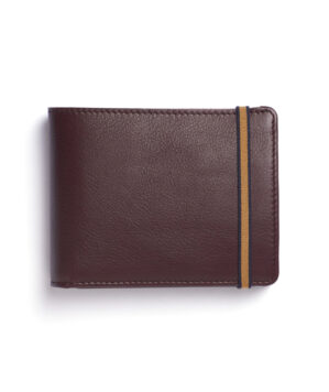 Burgundy Minimalist Leather Wallet With Coin Pocket by Carré Royal Front (LA901 Bordeaux)
