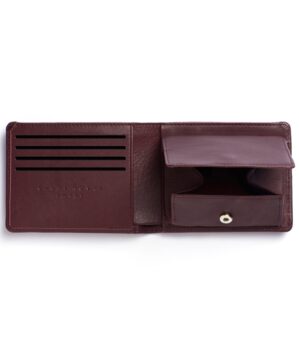 Burgundy Minimalist Leather Wallet With Coin Pocket by Carré Royal Open (LA901 Bordeaux)