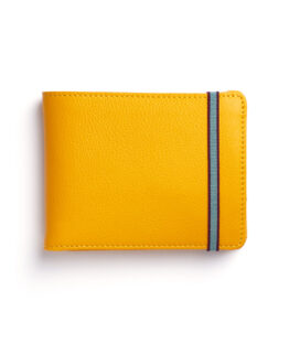 Portefeuille Minimaliste Jaune en Cuir de Taurillon avec Poche à monnaie par Carré Royal vue de face (LA901 Jaune)
