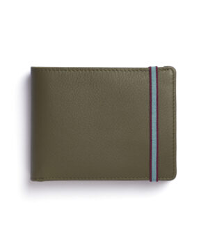 Kaki Minimalist Leather Wallet With Coin Pocket by Carré Royal Front (LA901 Kaki)