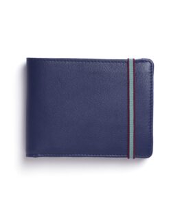 Portefeuille Minimaliste Marine en Cuir de Taurillon avec Poche à monnaie par Carré Royal vue de face (LA901 Marine)