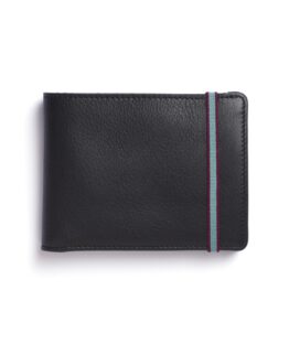 Portefeuille Minimaliste Noir en Cuir de Taurillon avec Poche à monnaie par Carré Royal vue de face (LA901 Noir)