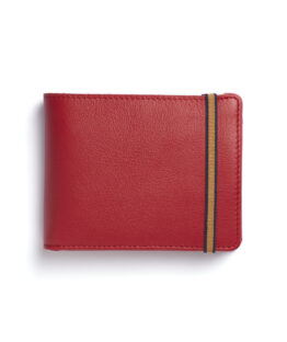 Portefeuille Minimaliste Rouge en Cuir de Taurillon avec Poche à monnaie par Carré Royal vue de face (LA901 Rouge)