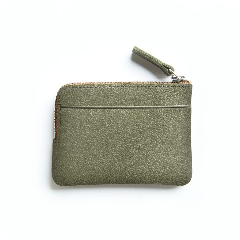 Khaki Minimalist Purse in Calfskin Leather by Carré Royal Back (AT302 Khaki)