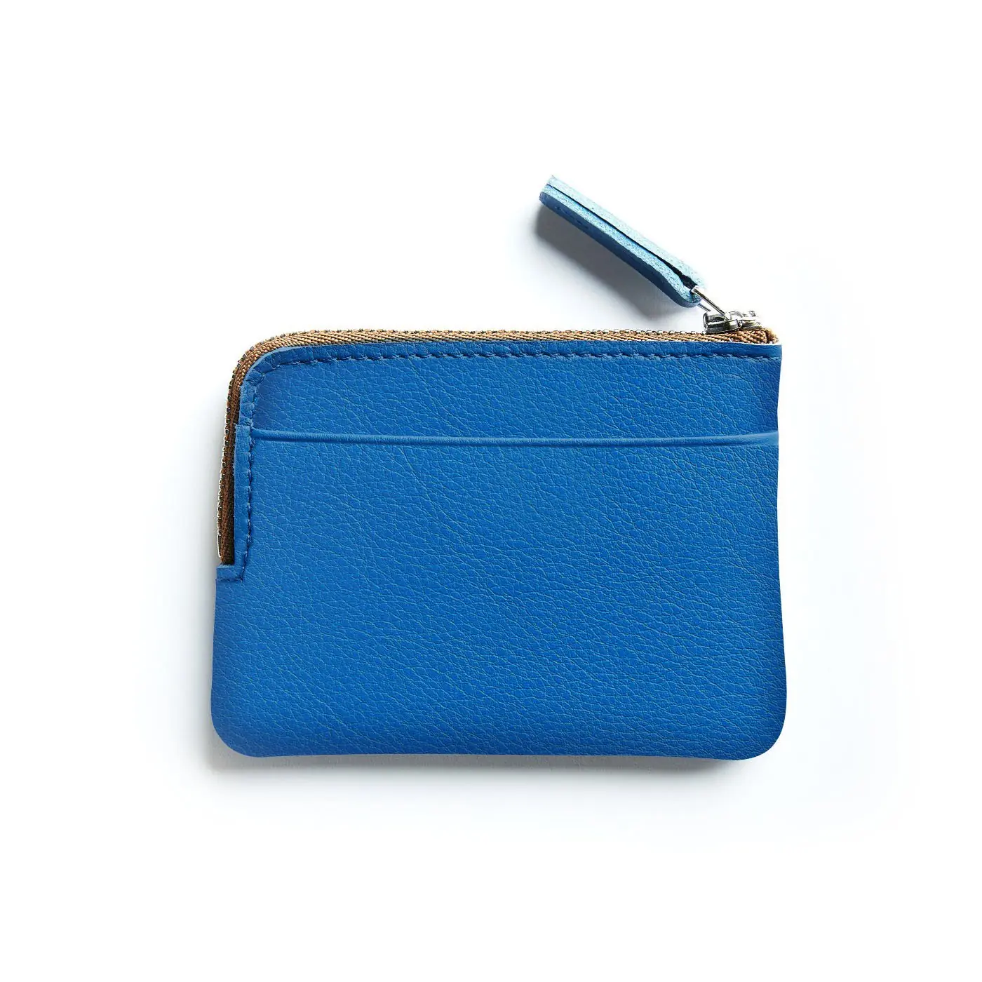 Porte-monnaie bleu ciel en cuir par Carré Royal vue de dos (AT302 Bleu Ciel)