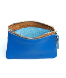 Light Blue Minimalist Purse in Calfskin Leather by Carré Royal Open (AT302 Light Blue)