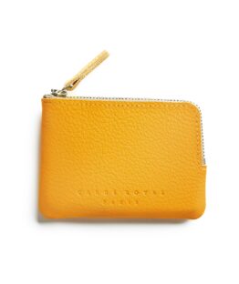 Yellow Minimalist Purse in Calfskin Leather by Carré Royal Front (AT302 Yellow)