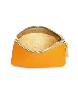 Yellow Minimalist Purse in Calfskin Leather by Carré Royal Open (AT302 Yellow)