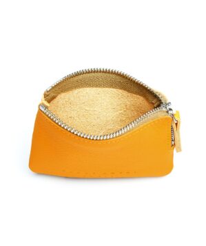 Yellow Minimalist Purse in Calfskin Leather by Carré Royal Open (AT302 Yellow)
