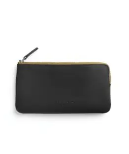 Pochette noir en cuir par Carré Royal vue de face (AT305 Noir)