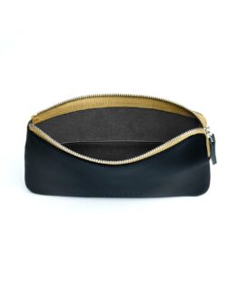 Pochette noir en cuir par Carré Royal ouvert (AT305 Noir)