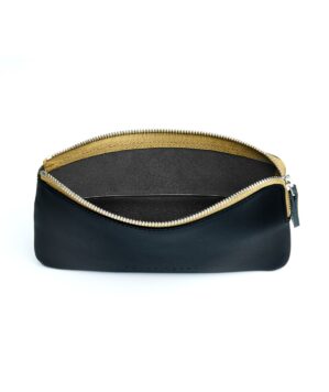 Black Pouch in Calfskin Leather by Carré Royal Open (AT305 Black)