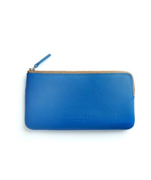 Light Blue Pouch in Calfskin Leather by Carré Royal Front (AT305 Light Blue)