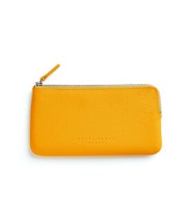 Yellow Pouch in Calfskin Leather by Carré Royal Front (AT305 Yellow)