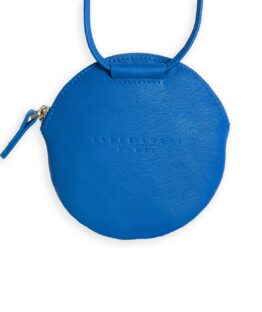 Mini-sac rond en Cuir de Veau Bleu-ciel par Carré Royal vu de face (AT309 Bleu-ciel)