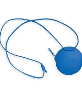 Mini-sac rond en Cuir de Veau Bleu-ciel par Carré Royal vu de face (AT309 Bleu-ciel)