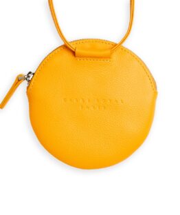Yellow Mini Necklace Purse in Calfskin Leather by Carré Royal Front (AT309 Jaune)