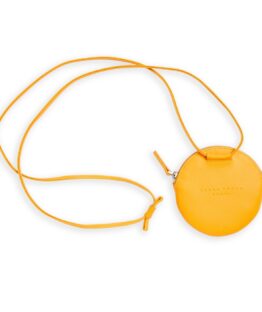Yellow Mini Necklace Purse in Calfskin Leather by Carré Royal Front (AT309 Jaune)