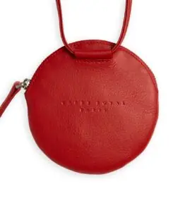 Mini-sac rond en Cuir de Veau Rouge par Carré Royal vu de face (AT309 Rouge)