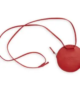 Mini-sac rond en Cuir de Veau Rouge par Carré Royal vu de face (AT309 Rouge)