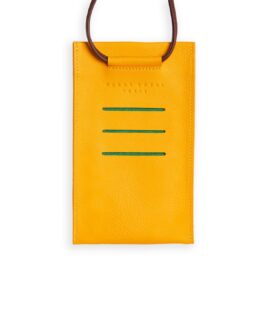 Yellow Necklace Phone Pouch in Calfskin Leather by Carré Royal Front (AT732 Jaune)