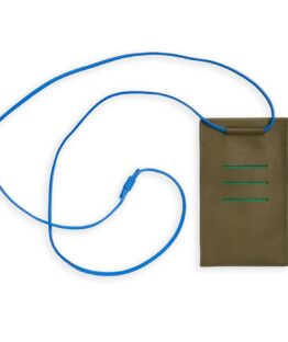 Kaki Necklace Phone Pouch in Calfskin Leather by Carré Royal Front (AT732 Kaki)