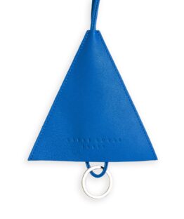 Light Blue Necklace Keychain in Calfskin Leather by Carré Royal Front (AT755 Bleu Ciel)