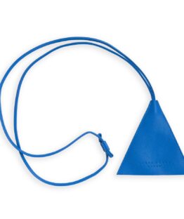 Light Blue Necklace Keychain in Calfskin Leather by Carré Royal Front (AT755 Bleu Ciel)