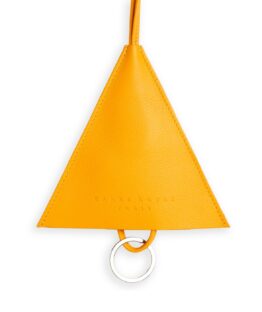 Yellow Necklace Keychain in Calfskin Leather by Carré Royal Front (AT755 Jaune)