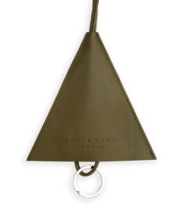 Kaki Necklace Keychain in Calfskin Leather by Carré Royal Front (AT755 Kaki)